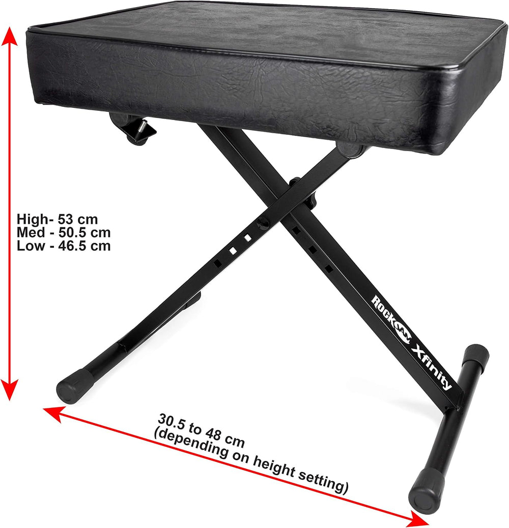 RockJam RJKBB100 Adjustable Padded Piano Bench, Keyboard Stool