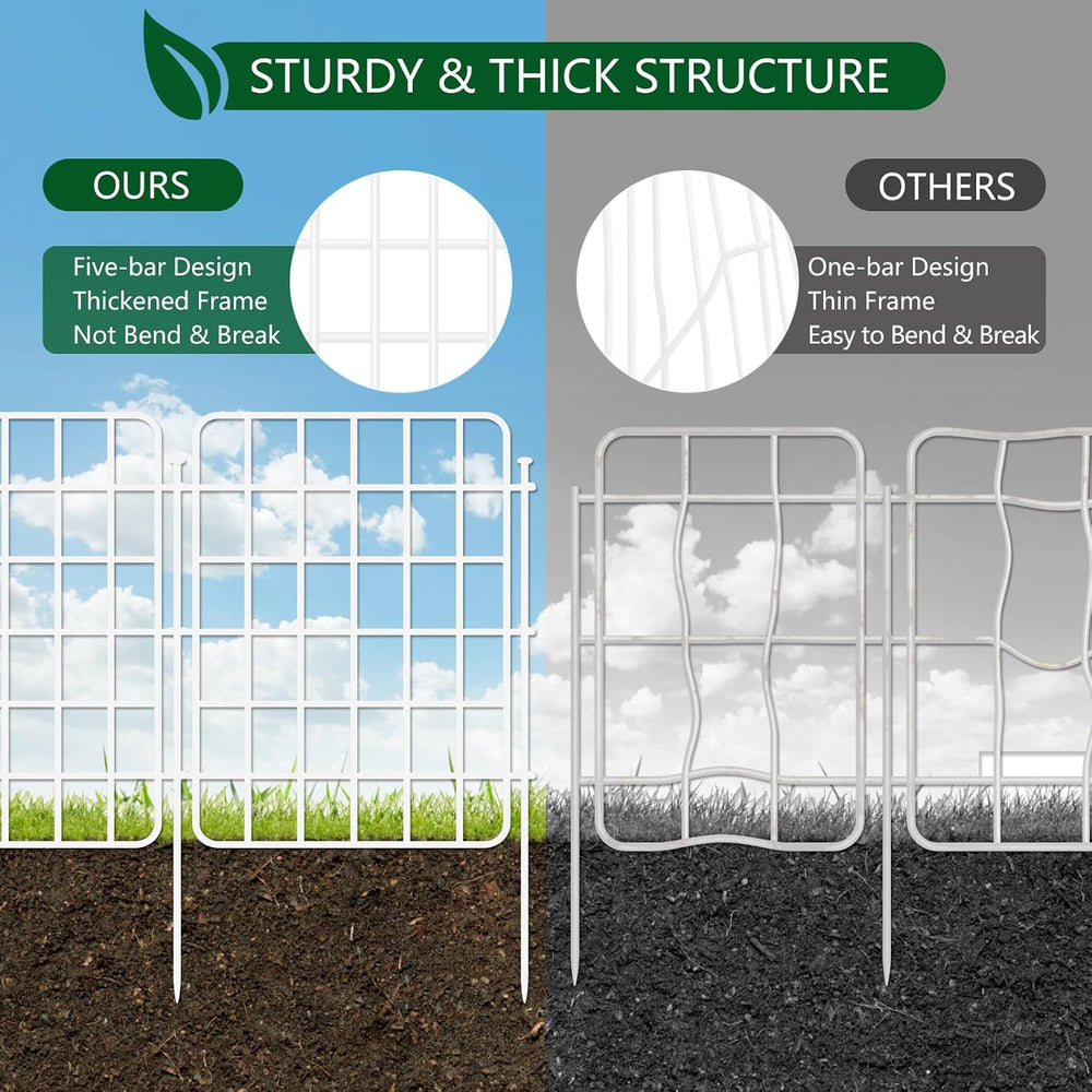 30ft x 17in Garden Fence Animal Barrier, 28 Panels No Dig Fence Border, Rustp...