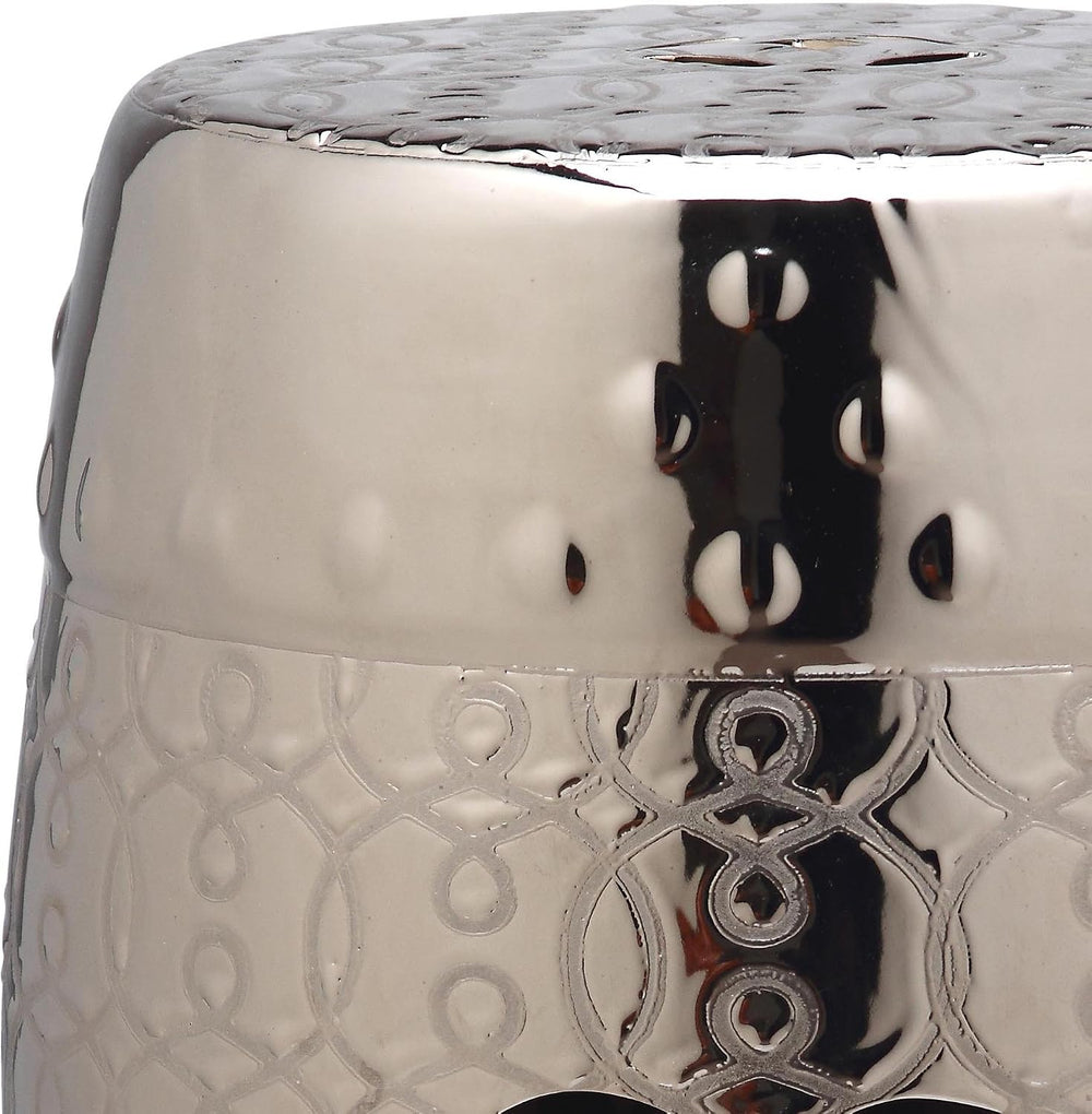 Safavieh Lantana Glazed Ceramic Decorative Garden Stool, Silver