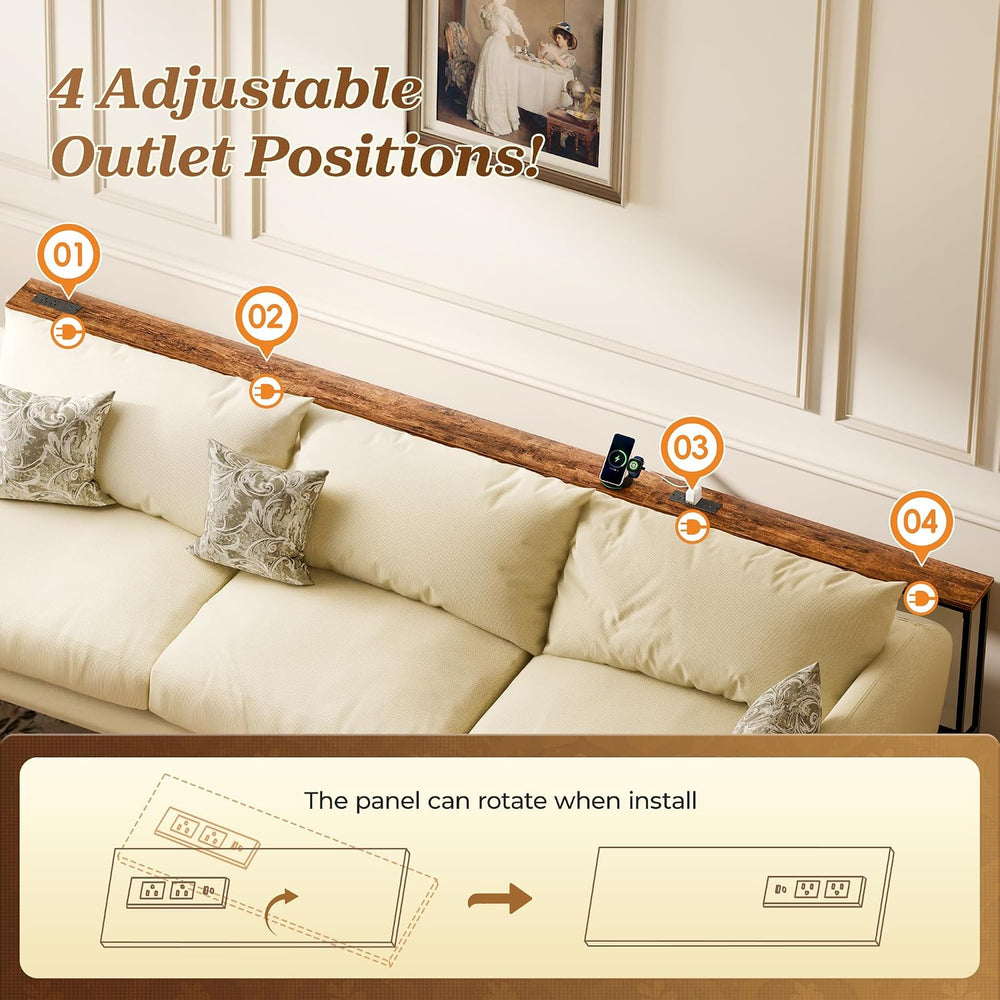 SUPERJARE 110.2 Inch Sofa Table with 2 Power Outlets and USB-C Port