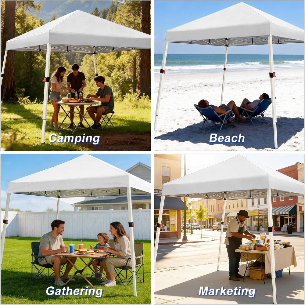 WEIZE 10x10 Slant Legs Pop Up Canopy Tent, 1-Button Push Setup Canopy Tent, A...