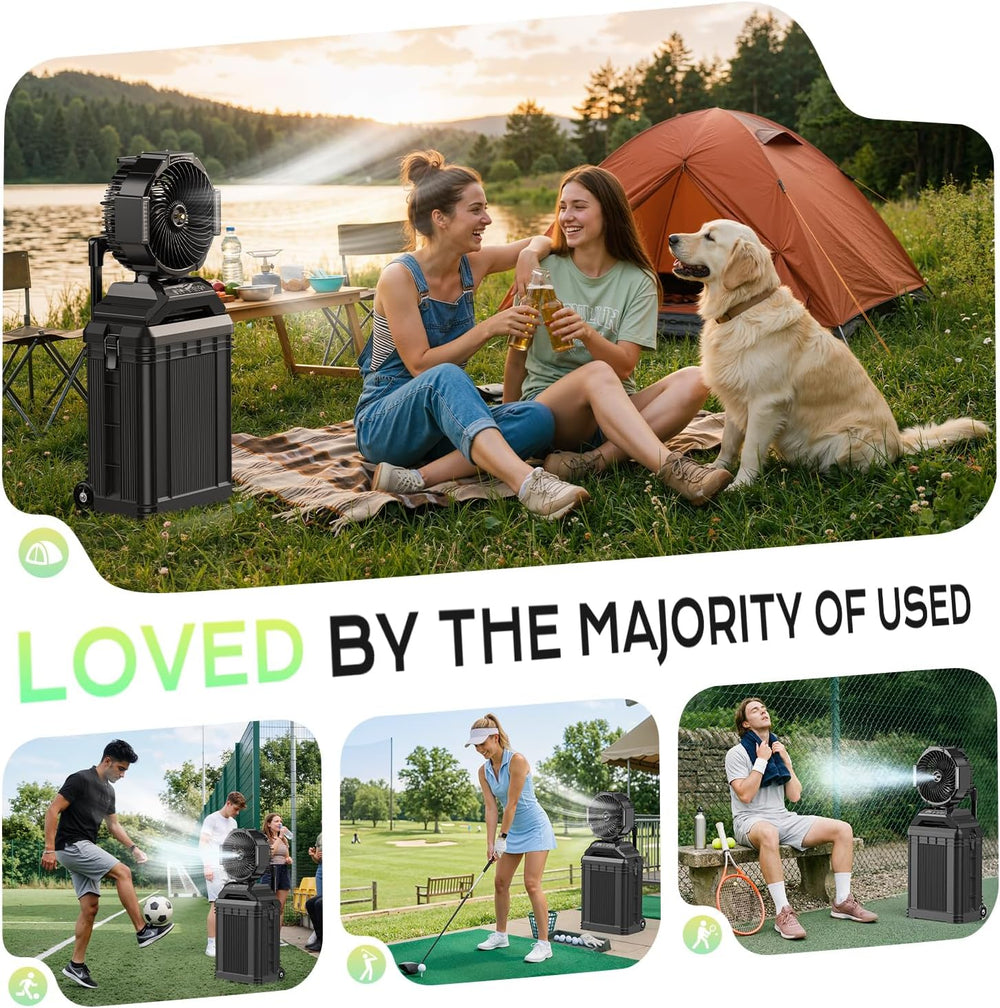 4 Gal Large Misting Bucket Fan Portable, Rechargeable Mister Fan with Retract...