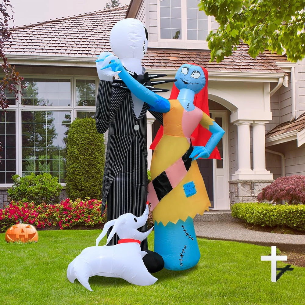 6FT Halloween Outdoor inflatables Decorations,Blow Up Skeleton and Dog Decora...