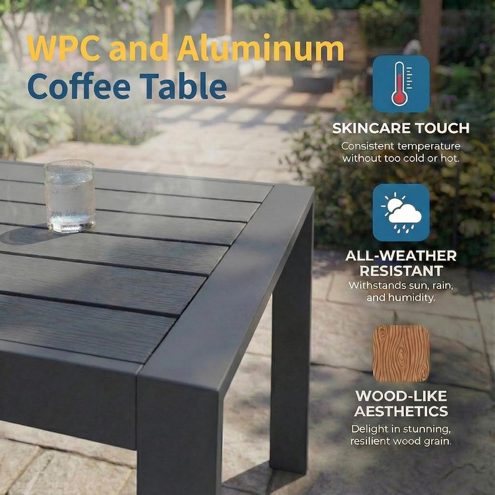 7 Seats Patio Furniture Set, Aluminum Patio Sofa with 10" Back Cushion