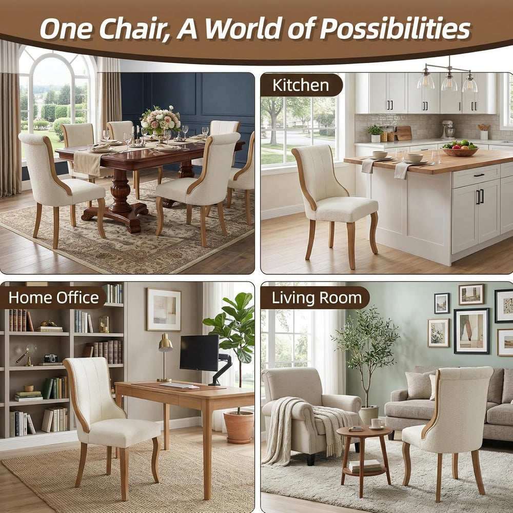 Wooden Dining Chairs Set of 6, Mid Century Modern Upholstered Kitchen & D...