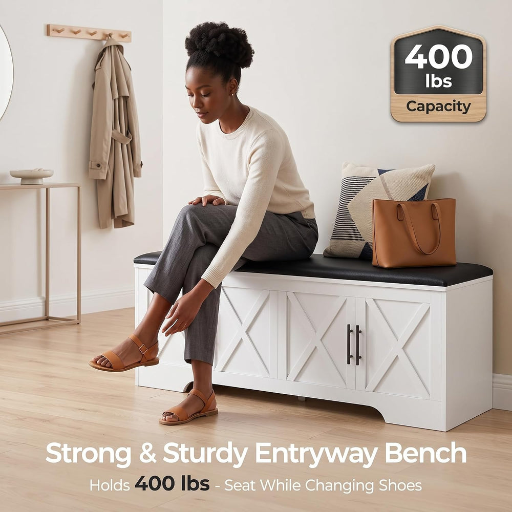 DreamDashio Storage Bench with Cushion, 47.2" End of Bed Storage Bench w...