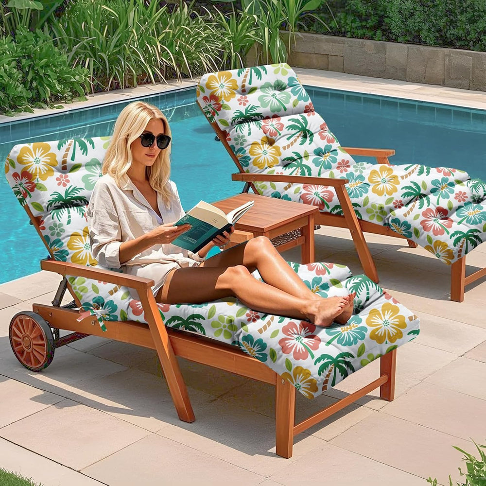 Outdoor Lounge Chair Cushions Waterproof 75.1 x 22.8 x 4.7 Green Tree