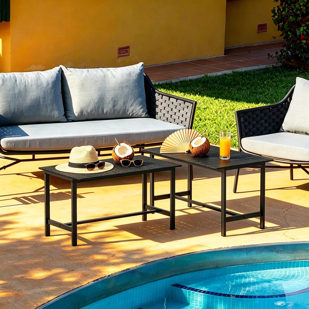 Outdoor Coffee Table, 33.4"L x 17.3"W x 18.1"H Rectangle Weath...