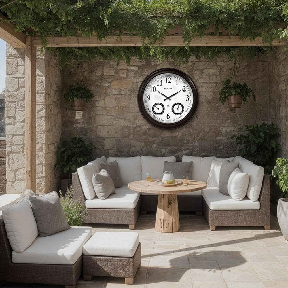 20" Large Outdoor Atomic Wall Clock,Oil Rubbed Bronze