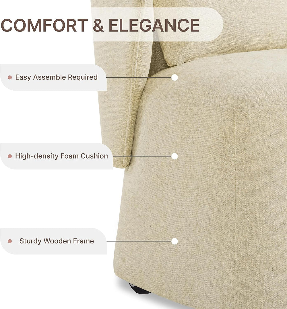 KISLOT Upholstered Dining Chairs with Wheels, Easy Assembly Stain Resistant F...