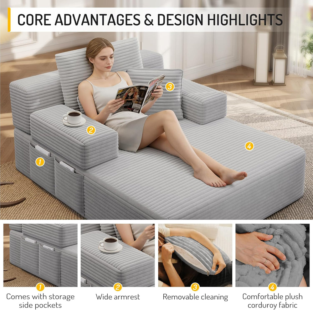 Avenix 70" Oversized Boneless Chaise Lounge Chair Indoor, Comfy Oversize...