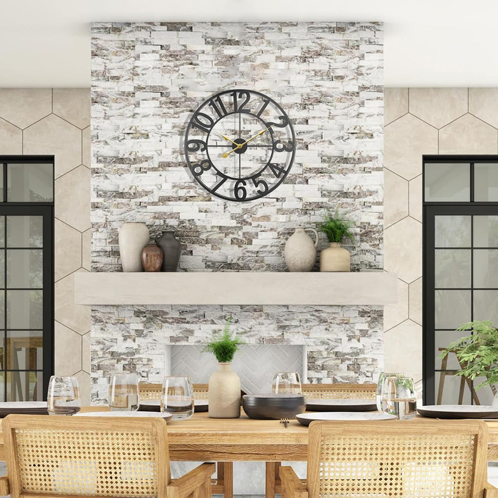 Indoor Outdoor Large Patio Decorative Wall Clock Silent Non Ticking Battery O...