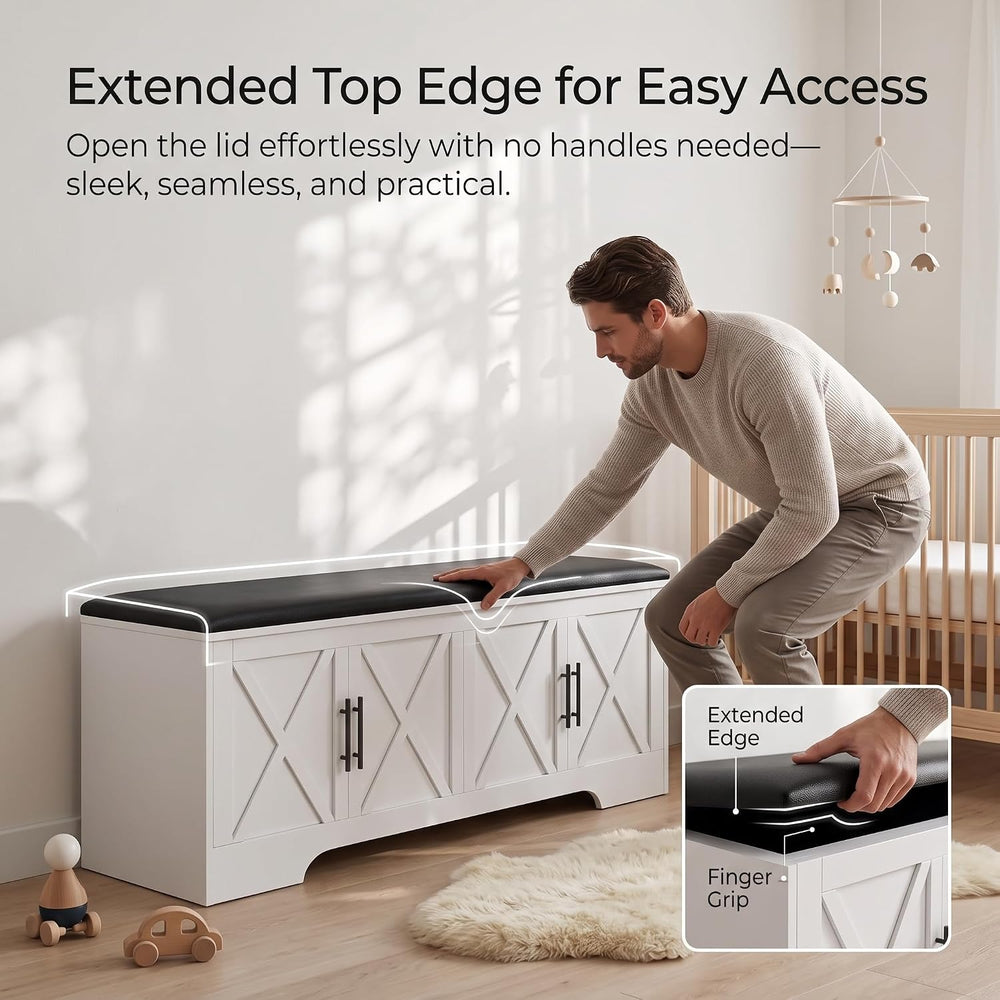 DreamDashio Storage Bench with Cushion, 47.2" End of Bed Storage Bench w...