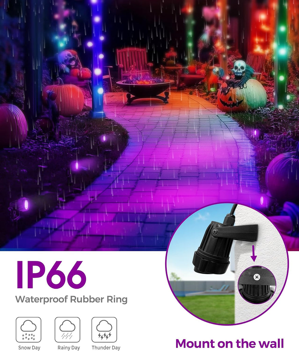 L LOHAS LED Halloween Lights Outdoor, Orange and Purple Spotlight 5W