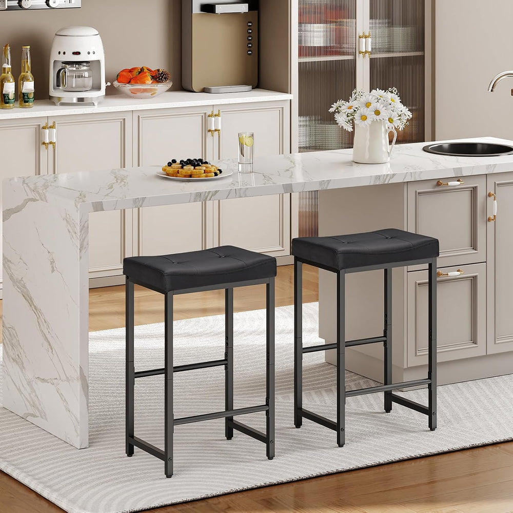 HOOBRO Bar Stools,25.4" Saddle Stools with PU Upholstery, Counter Height...