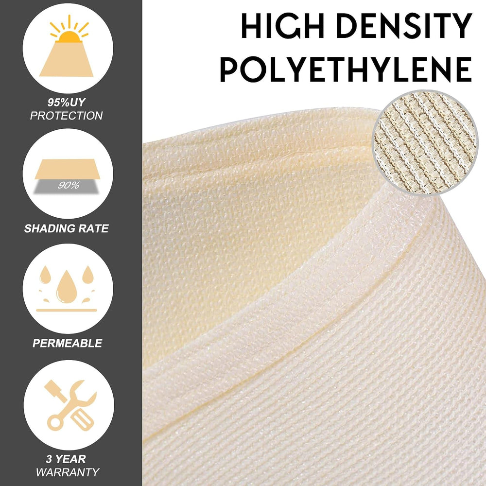 8' x 16' x 17.9' Custom Size Beige Triangle Sun Shade Sail Sun Bl...