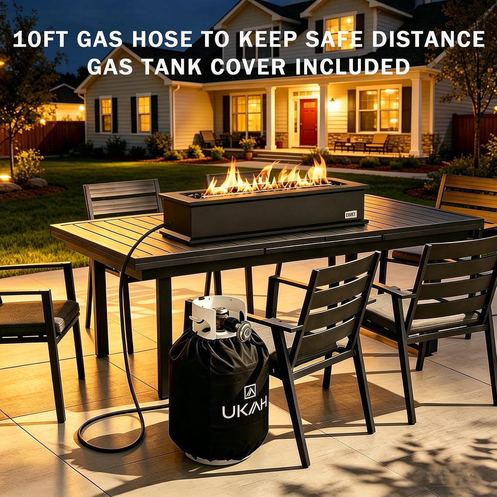 28" Propane Gas Fire Pit with 10FT Hose, 2 Covers & Glass Beads, FP063