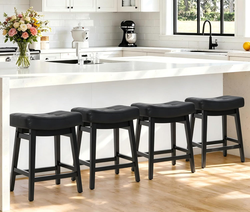 RNKSFX Counter Height Black Bar Stools Set of 3 for Kitchen Counter, Backless...