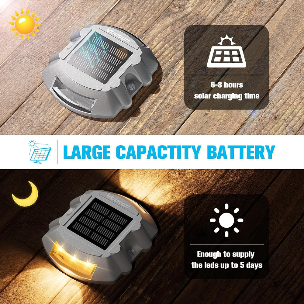 VOLISUN Solar Deck Driveway Dock Lights,Solar Pathway Lights,Warm 12 Pack
