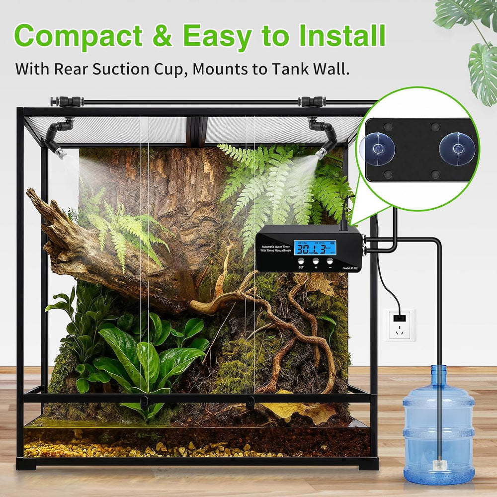 Reptile Misting System, Automatic Timer Sprayer with LCD Controller, Self-Pri...