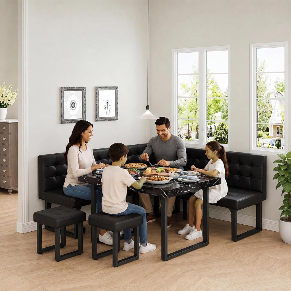 XIAO WEI Corner Dining Table Set for Small Spaces, 72 Inch Breakfast Nook wit...