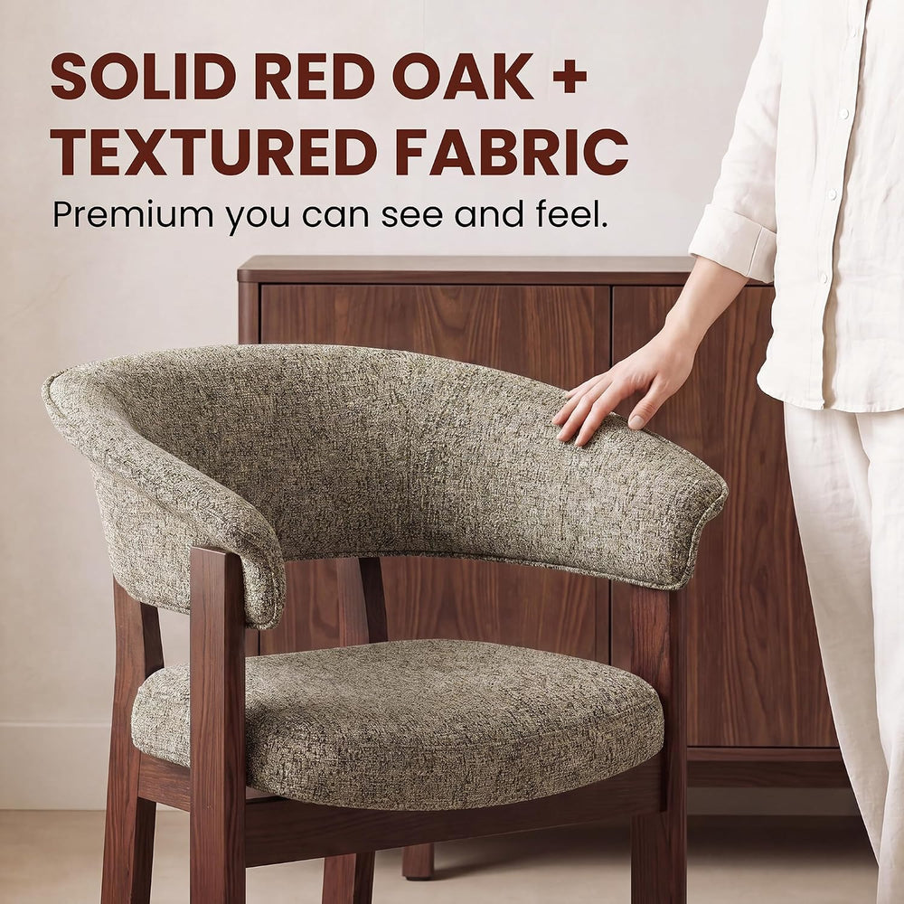 COLAMY Fully Assembled Upholstered Dining Chair Set of 4,Solid Red Oak Wood K...