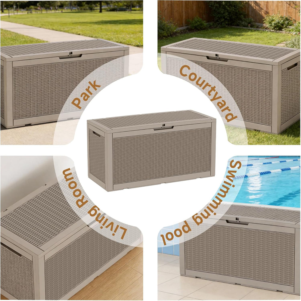 Vixzen 121 Gal Waterproof Outdoor Storage Box Lockable Deck Box
