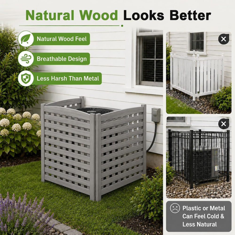 32" W x 38" H Air Conditioner Fence, 3 Panel Trash Can Fence Screen...