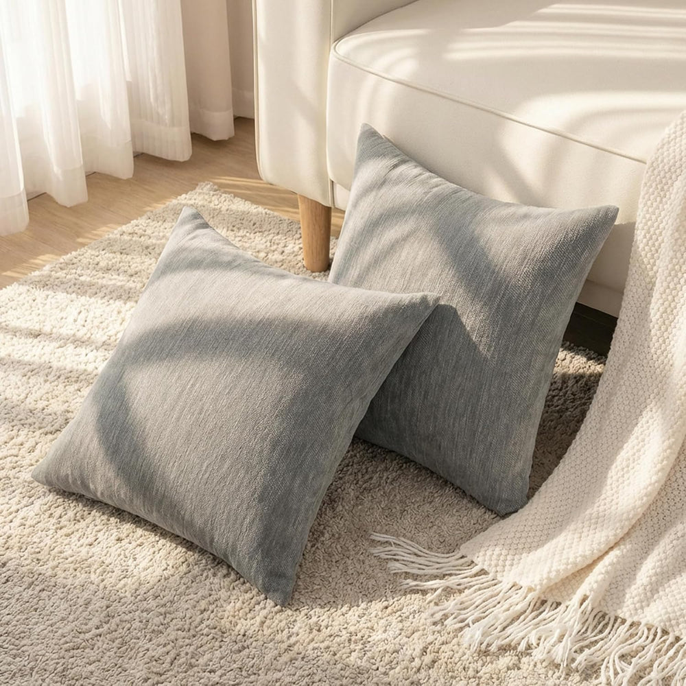 Set of 4 Grey Throw Pillow Covers 20x20 Inch, Neutral Boho Farmhouse Aestheti...