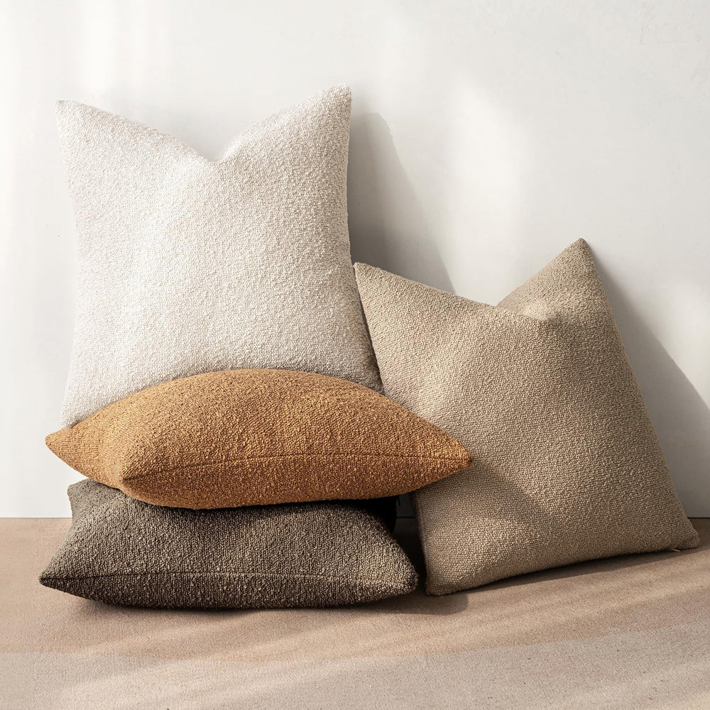 MIULEE Fall Euro Decorative Boucle Throw Pillow Covers 24x24 Brown Set of 4