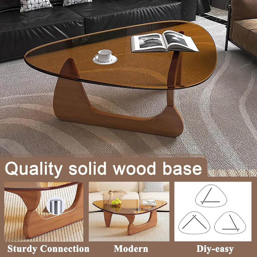 Modern Glass Coffee Table for Living Room, Mid Century Coffee Table, Small Co...