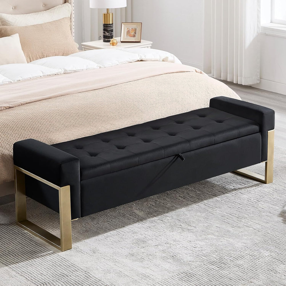 End of Bed Storage Bench, 67'' Benches for Bedroom Foot of Bed King S...