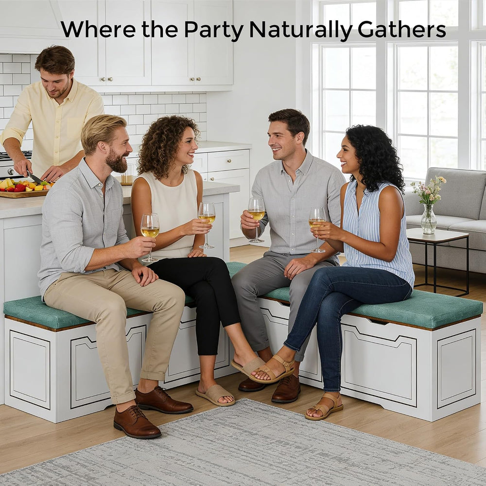 L Shaped Corner Bench with Storage, Breakfast Nook Bench, 63" L-Shaped K...