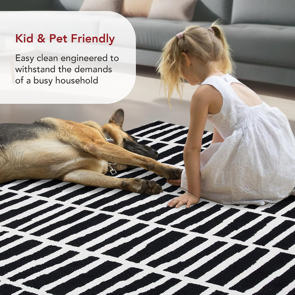 nuLOOM Lemuel Black Geometric Hand Tufted Wool Area Rug, 10' x 13'