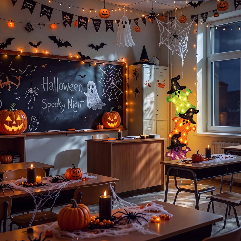 Halloween Ghost Lights 42 Inch H Pre-lit Lighted Ghost Witch Hats Decor