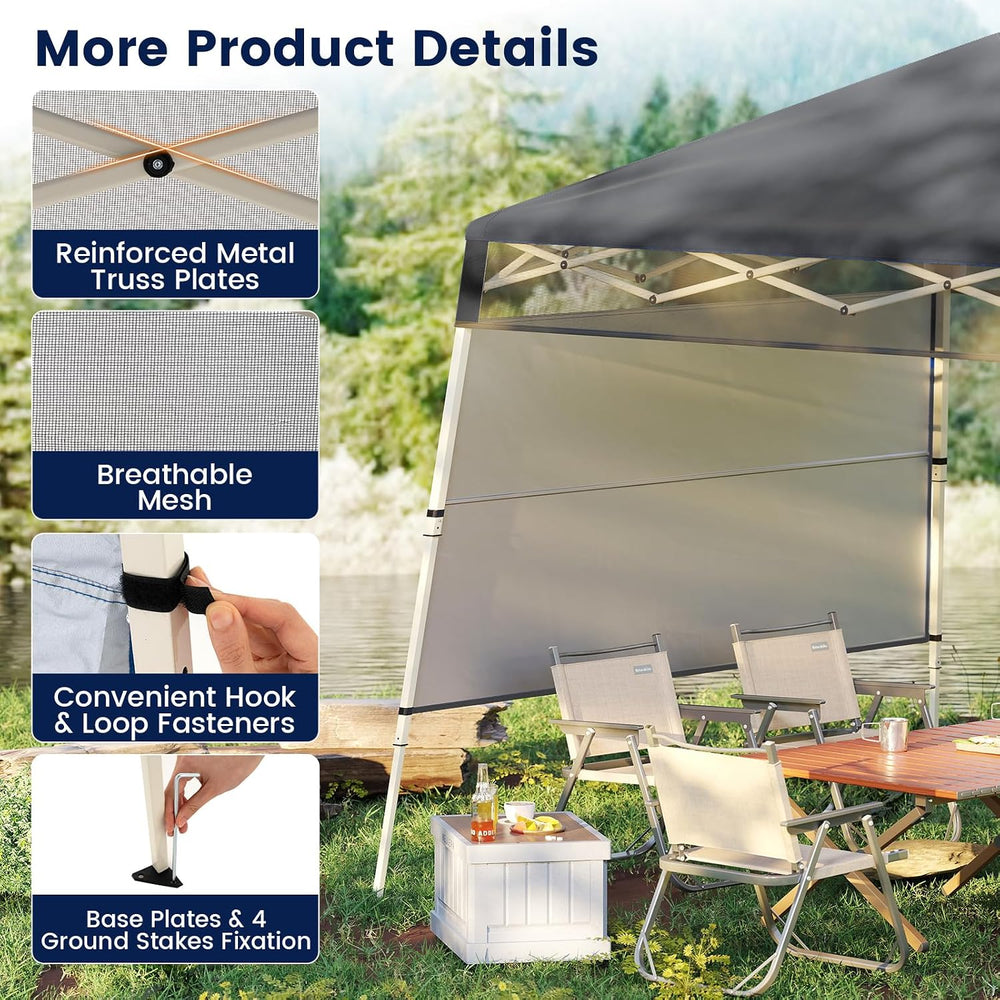 Tangkula 7x7 FT Pop Up Canopy with Center Lock & Sidewall, Gray