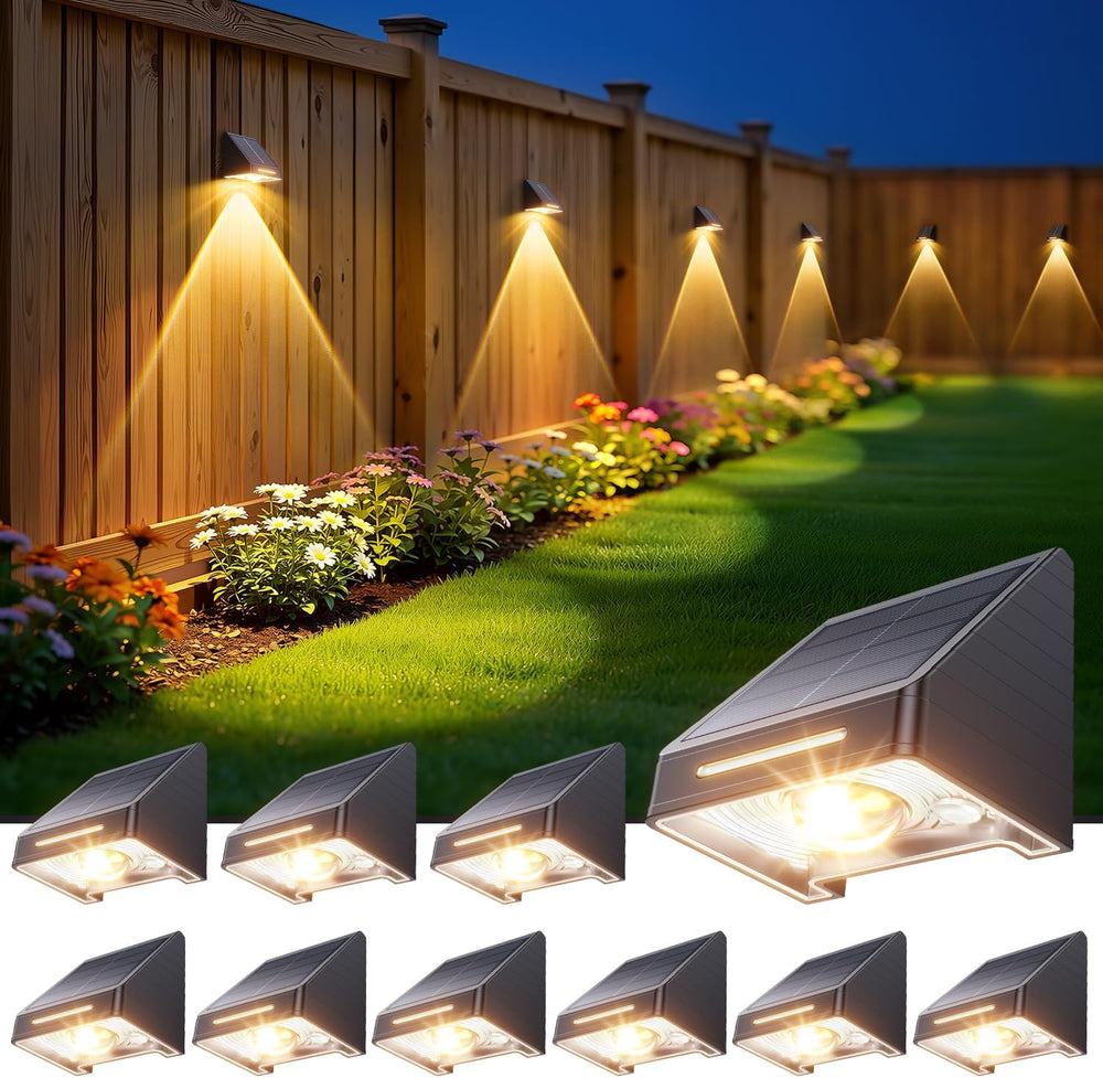 KOOPER Solar Fence Lights Outdoor Waterproof 10 Pack, Solar Fence Lights with...