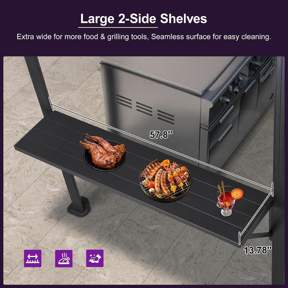 PURPLE LEAF Hardtop Grill Gazebo 6' x 8' Aluminum Frame Double Tier, ...