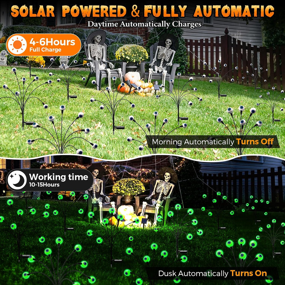 Halloween Decorations Outdoor, 6Pack 48 LEDs Solar Eyeball Lights