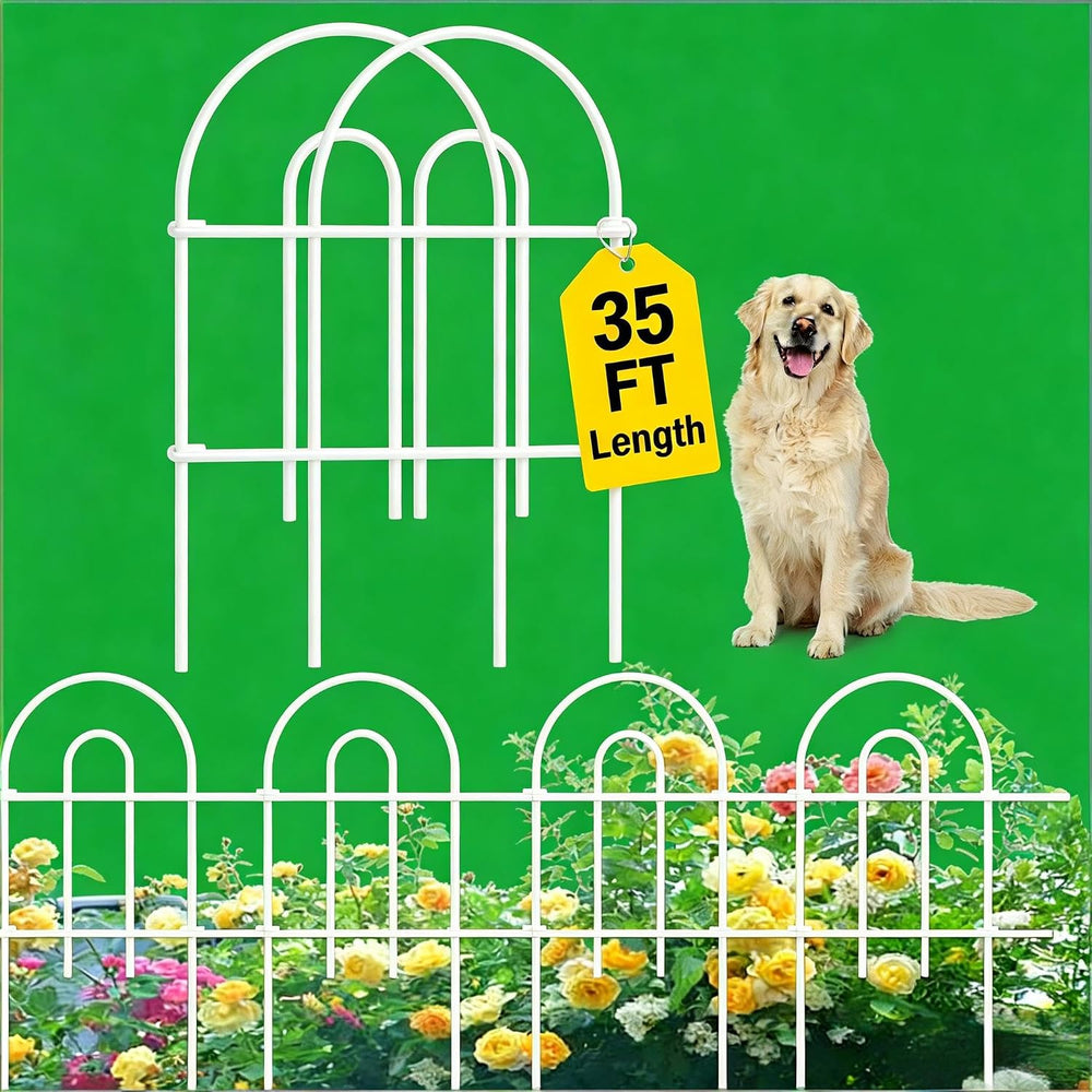 AMAGABELI 25 Panels 24in(H)×35ft(L) Decorative Garden Fence No Dig Rustproof ...