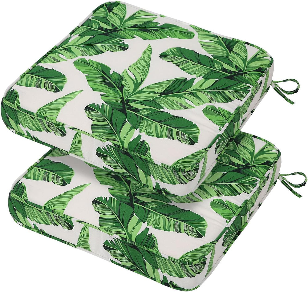 19x19x3 Inch Outdoor Square Corner Chair Cushions with Ties Set of 2, Water &...