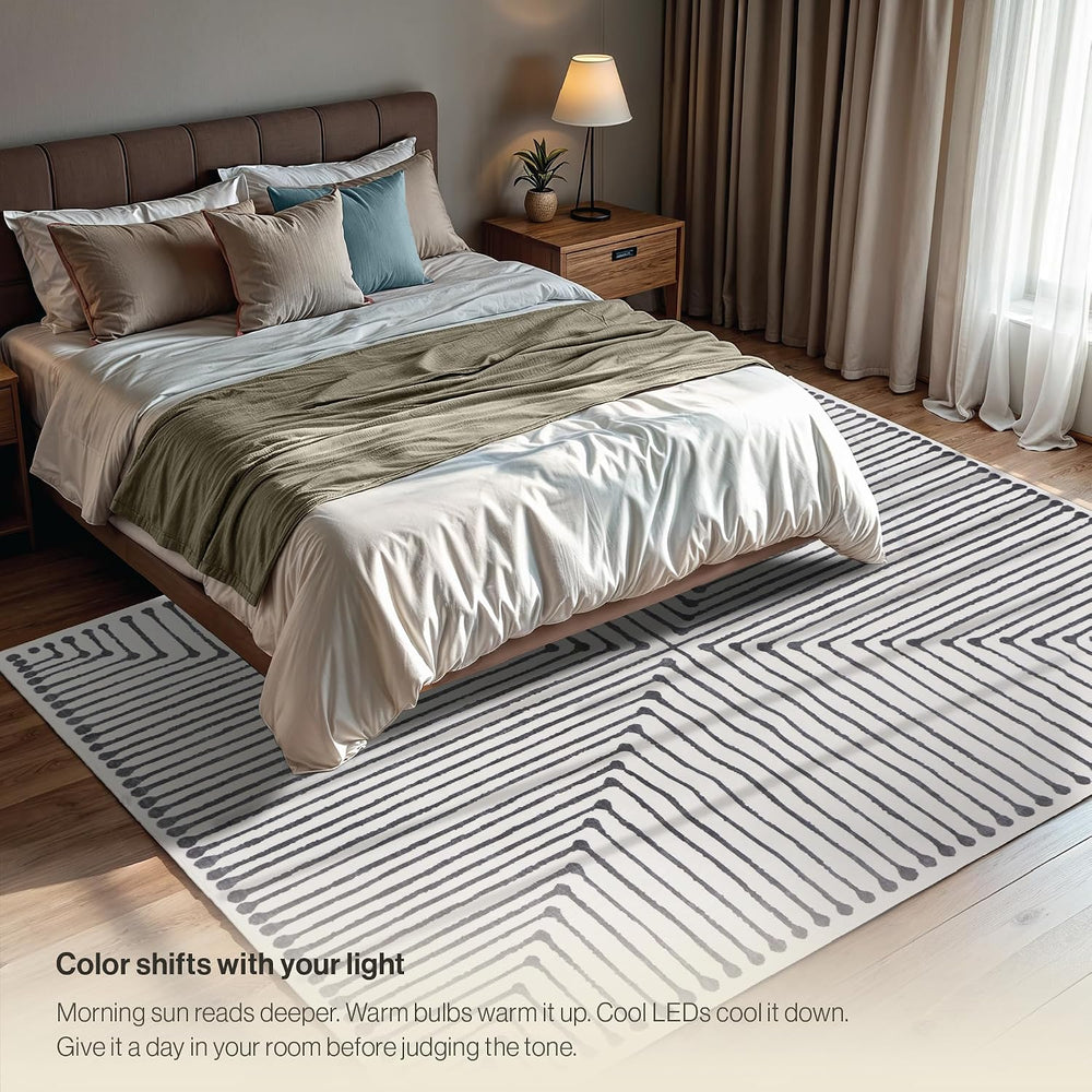 GLN Rugs Washable Modern Area Rug 5x7 Living Room, Geometric Bedroom Rug
