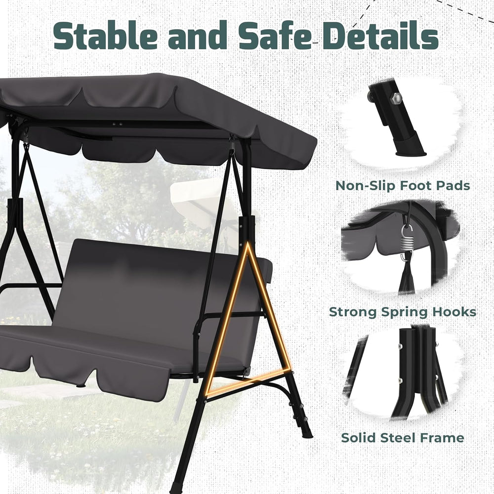 AECOJOY 3-Seat Outdoor Clearance Porch Swings for Adults, Outdoor Patio Swing...