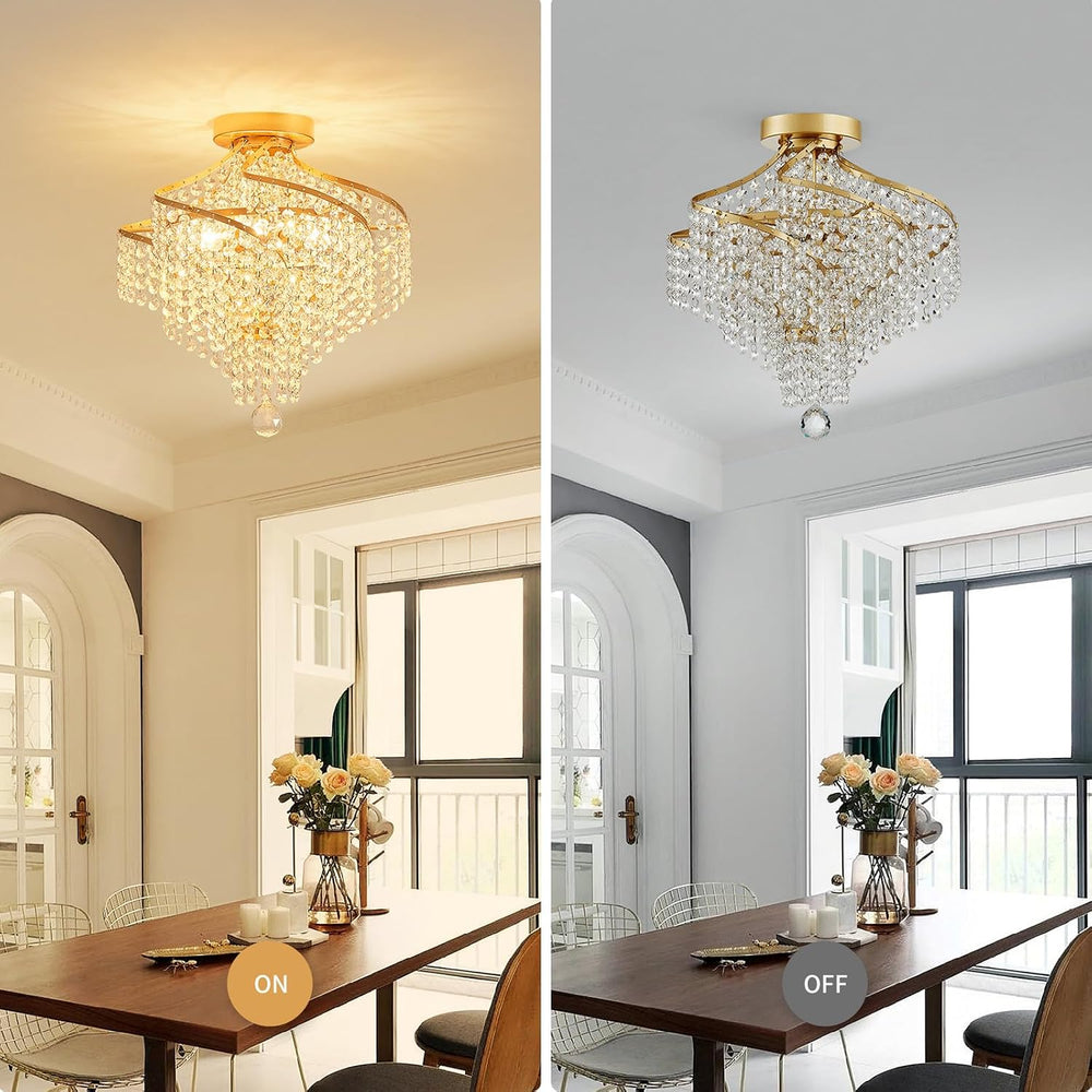 WUZUPS Crystal Chandelier Semi Flushmount Ceiling Light Modern Lighting Fixtu...