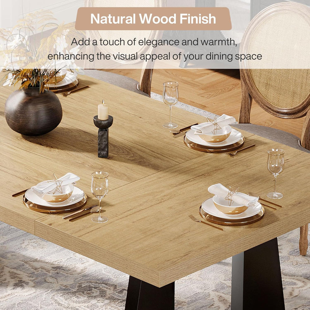 Tribesigns Large Dining Table for 6-8 People, 70.9-Inch Wood Rustic Rectangul...
