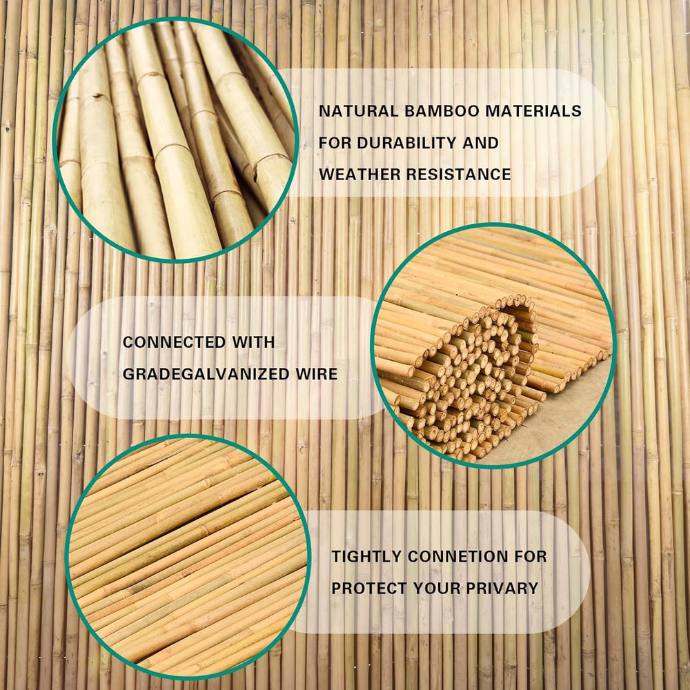 Bamboo Fence 4ft H x 8ft L x 0.7In D, Eco-Friendly Privacy Fence for Outdoor ...