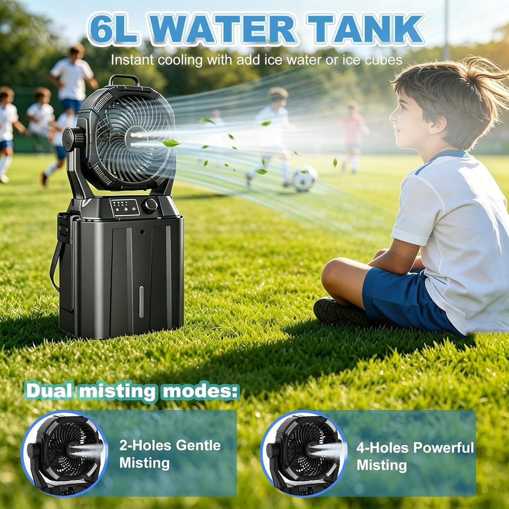Wilody Portable Misting Fan Rechargeable with Remote Control, 6L Bucket Campi...