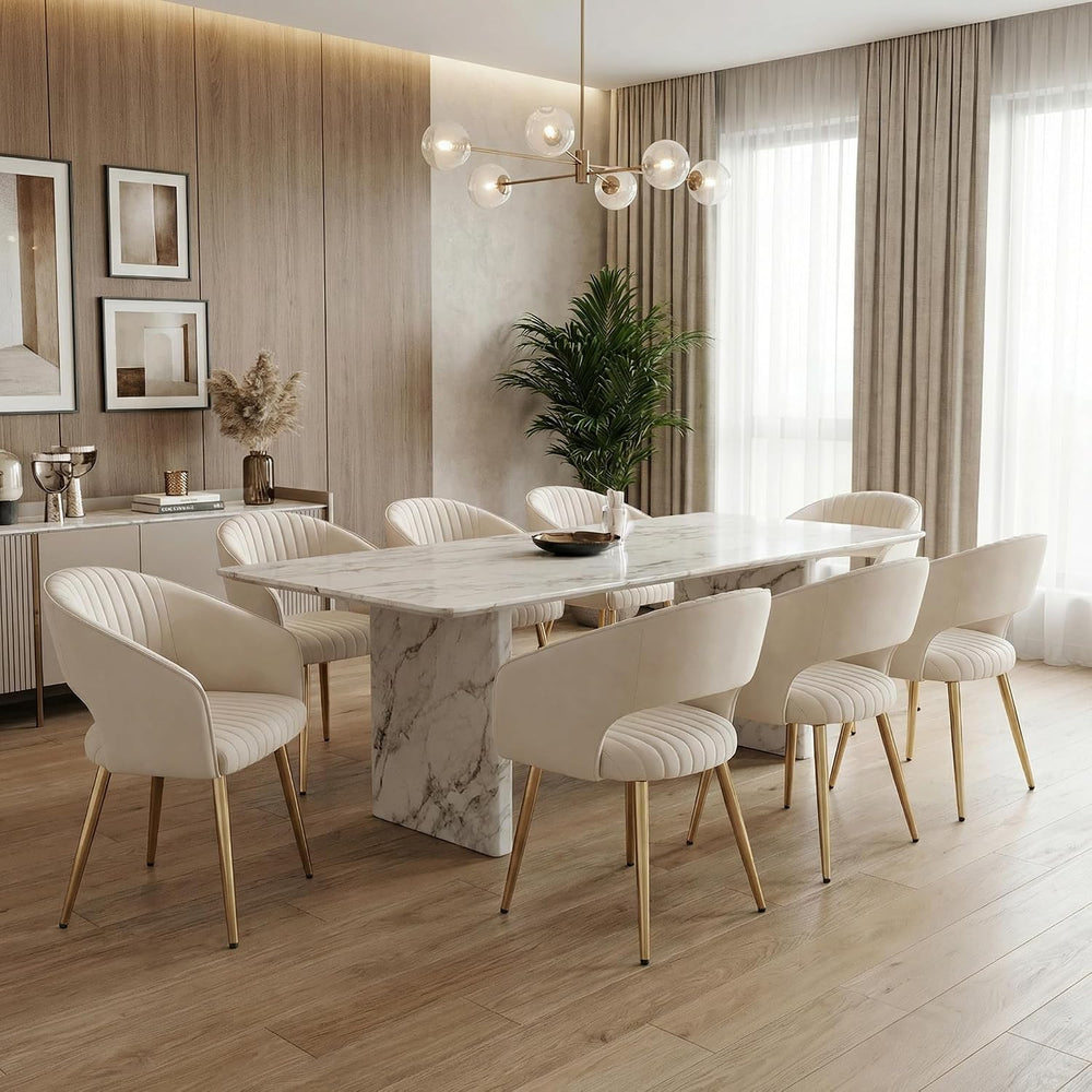 Modern Dining Chairs Set of 8, Upholstered PU Leather Gold Dining Room Chairs...