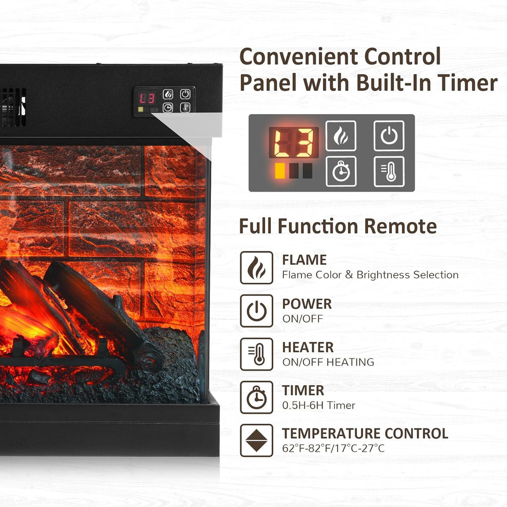 Naice 72” Electric Fireplace TV Stand w/ 3-Side Glass Heater, Marble Finish