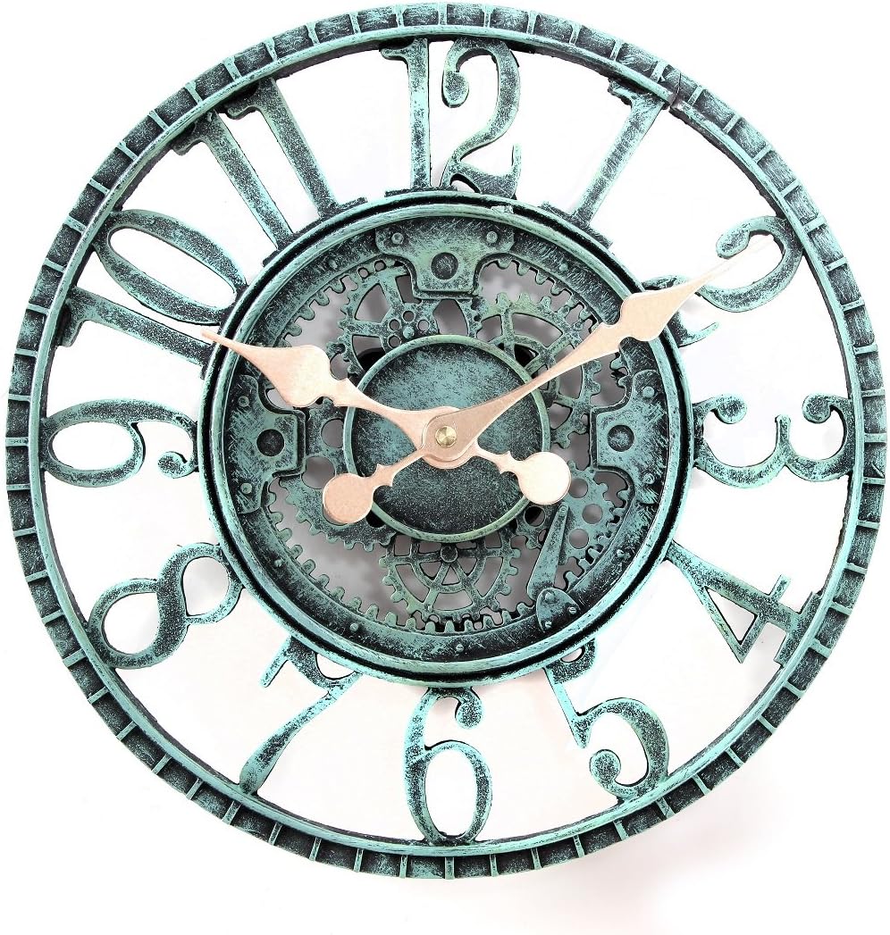 Lily's Home Hanging Wall Clock, Steampunk Gear and Cog Design with a Pewt...